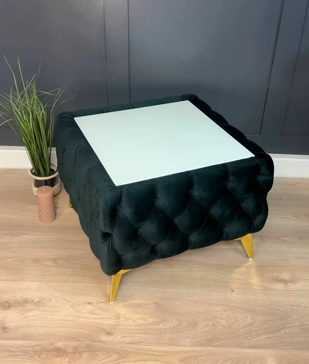 Chester Lux Square Coffee Table 63x63x45cm Velvet - Image 2