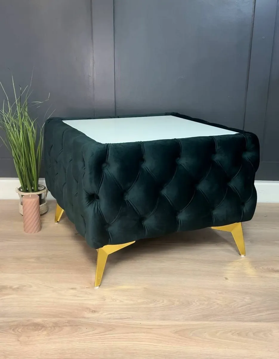 Chester Lux Square Coffee Table 63x63x45cm Velvet - Image 3