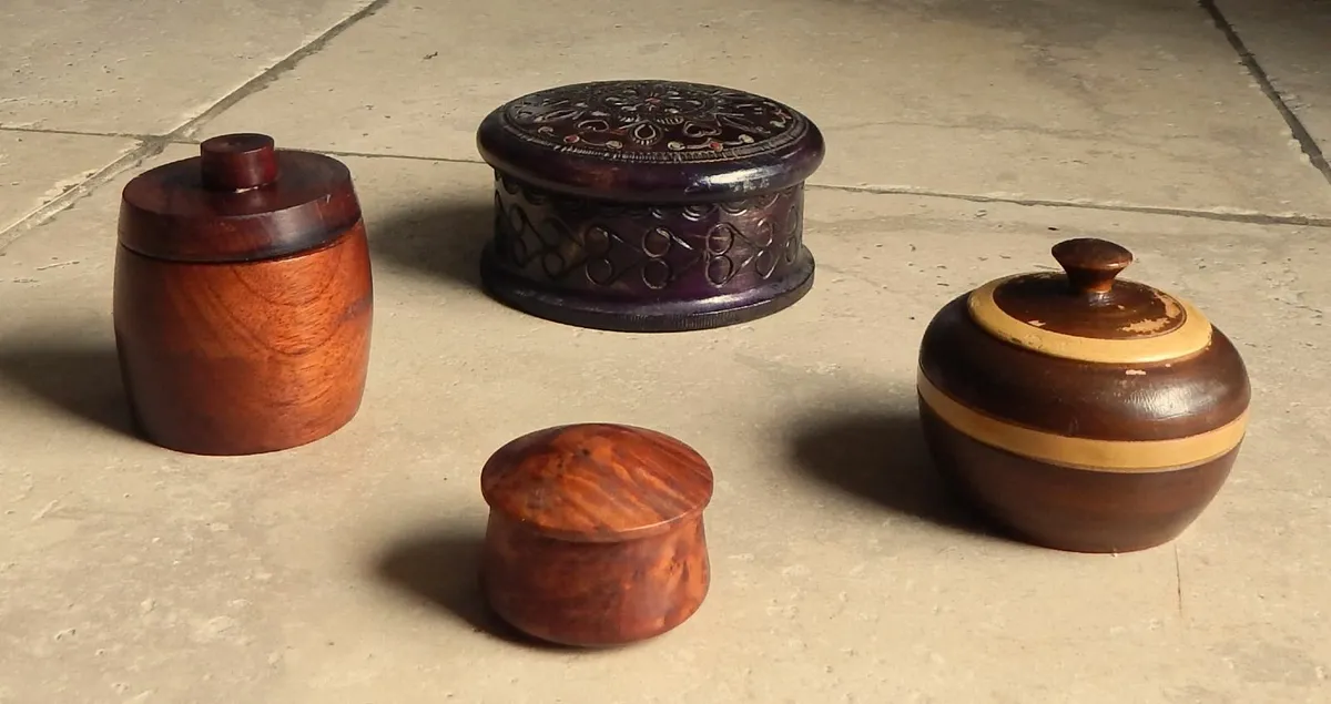 Selection of 4 Wooden Handmade Trinket Boxes - Image 2