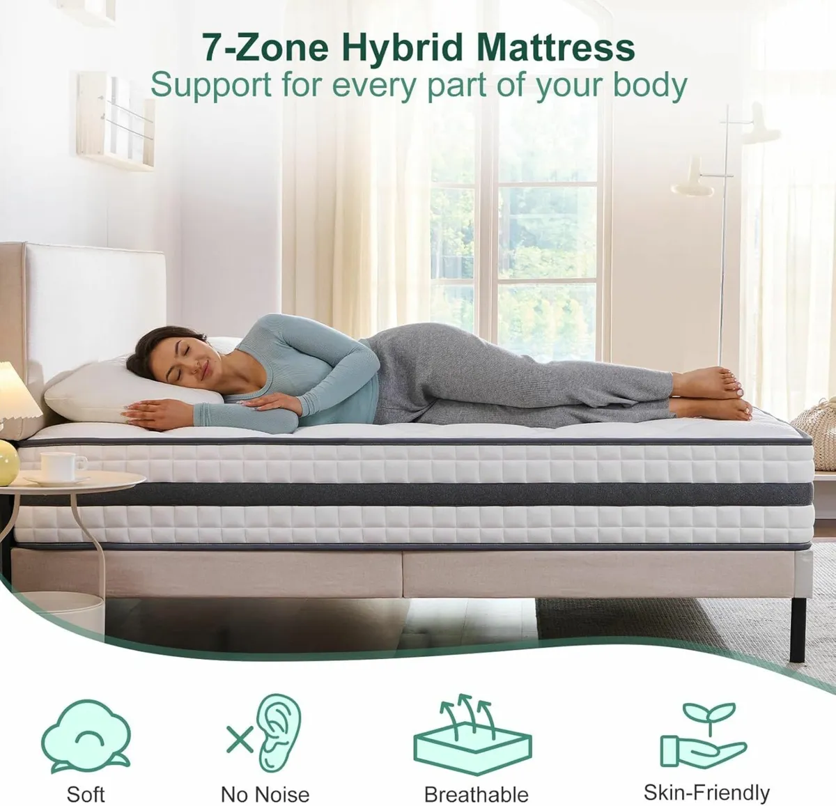 New Single Mattress Hybrid Memory Foam 90x190x22cm - Image 2