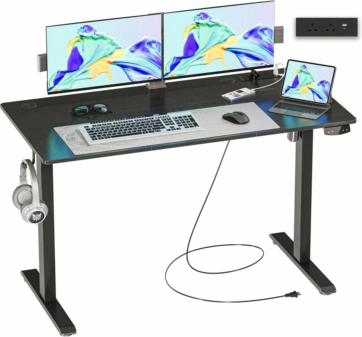 Adjustable Office Desk Standing Desk 120x60cmBlack - Image 1