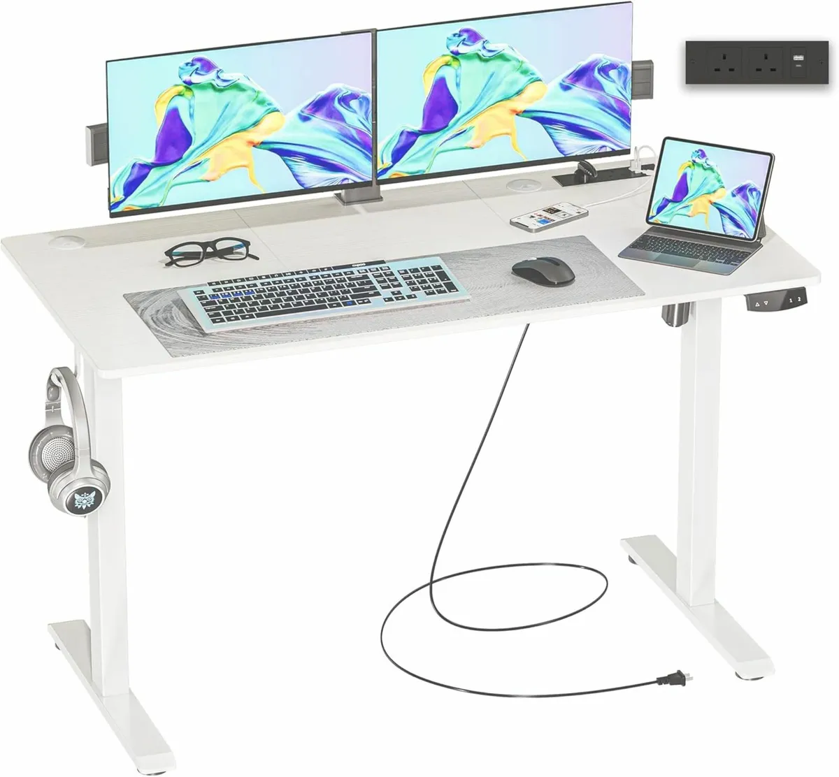 Adjustable Desk Standing office Desk 120x60cmWhite - Image 3