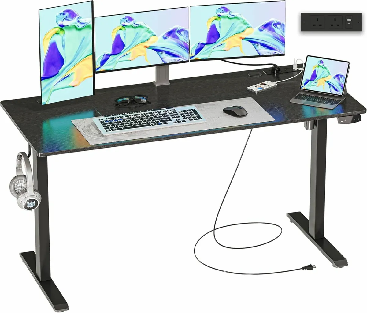 Adjustable Standing Office Desk 140x60 cm Black - Image 1