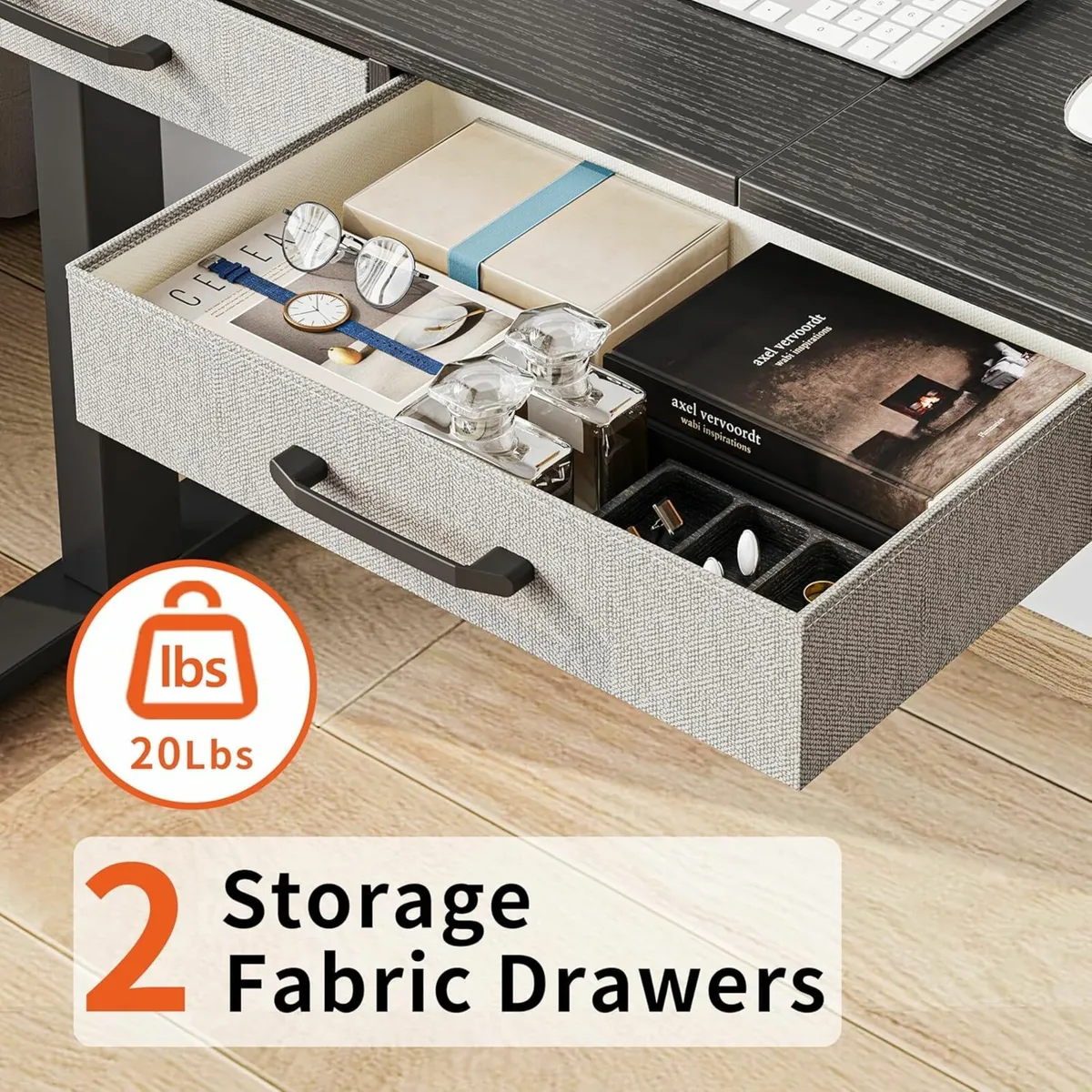 Height-Adjustable Drawer Office Desk 140x60cmBlack - Image 4