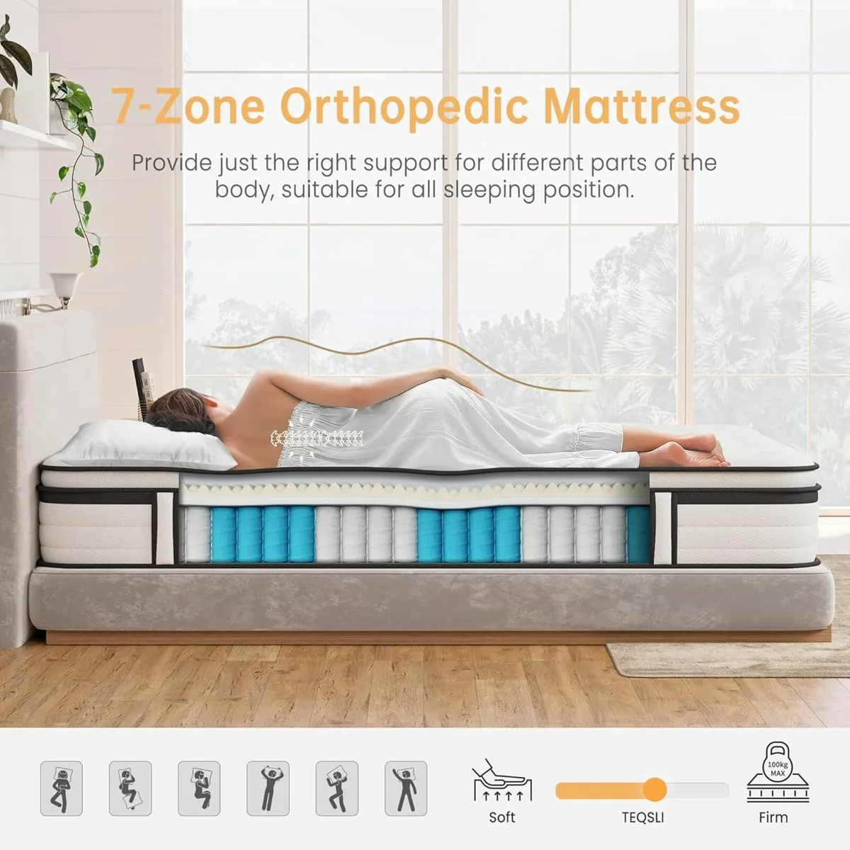 Single Mattress Memory Foam Pocket Sprung 90x190cm - Image 4