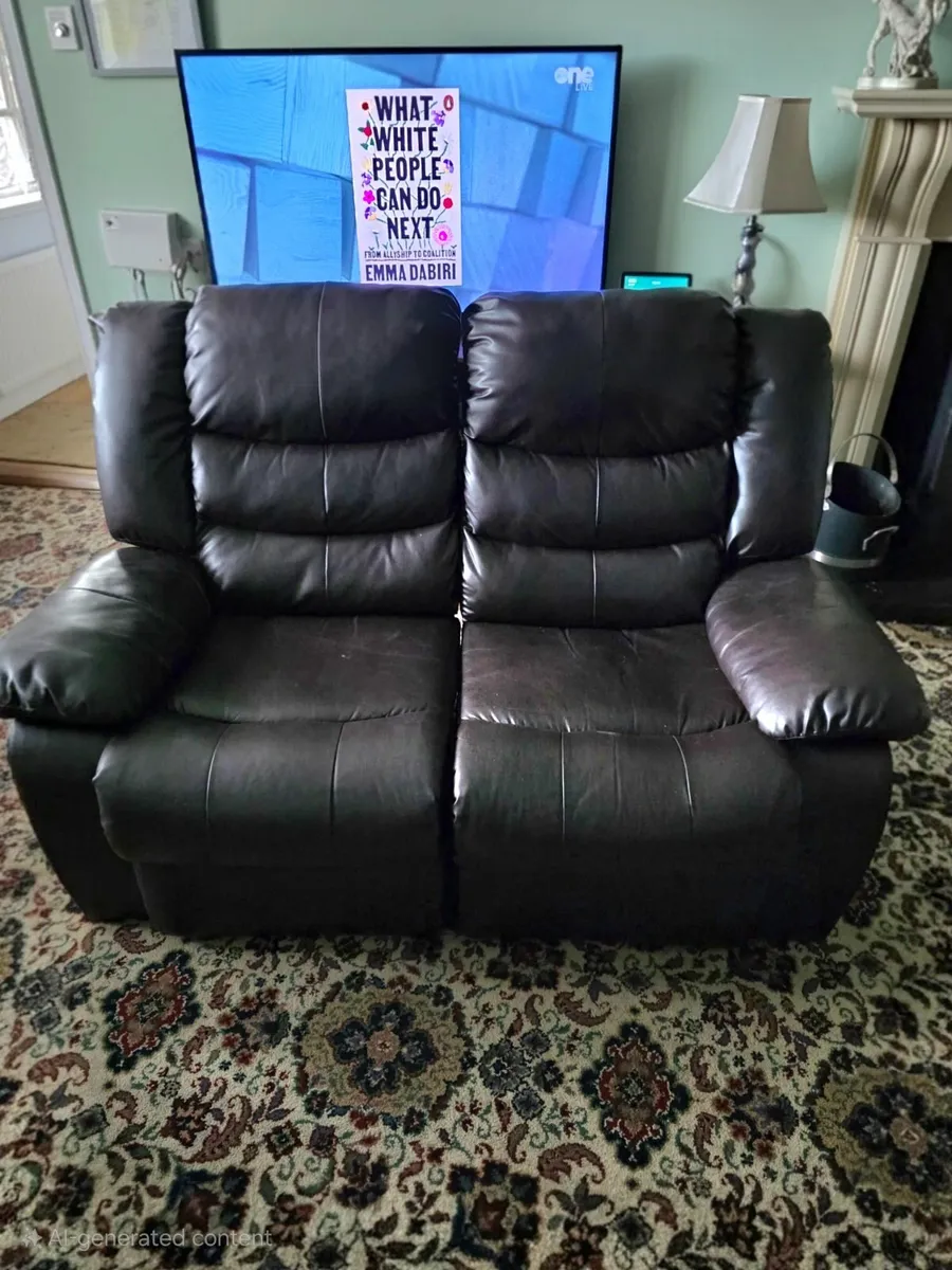 Luxurious Reclining Leather Loveseat Sofa - Image 2