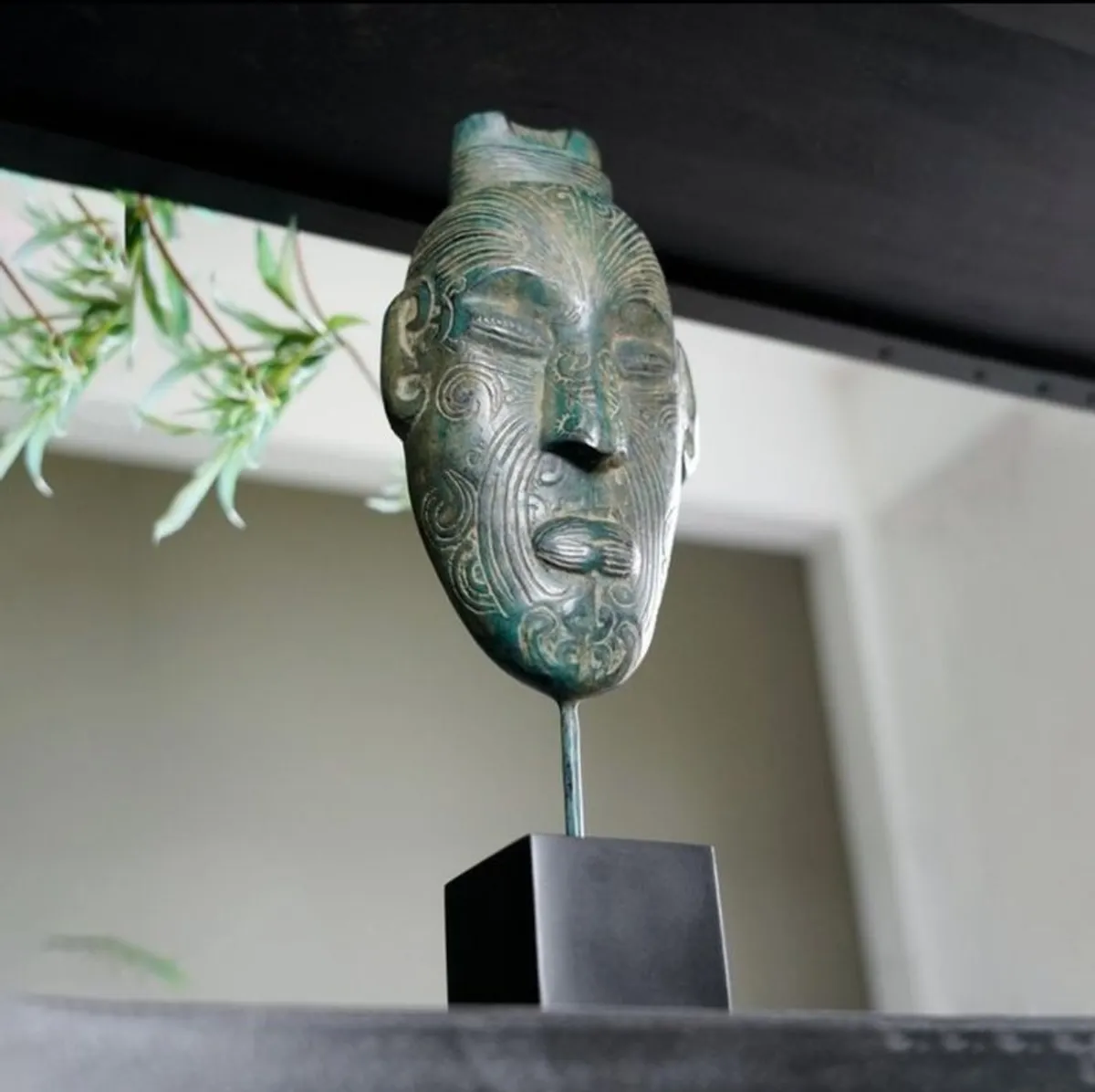 Asian Mask (42cm) - Patinated Bronze - Image 3