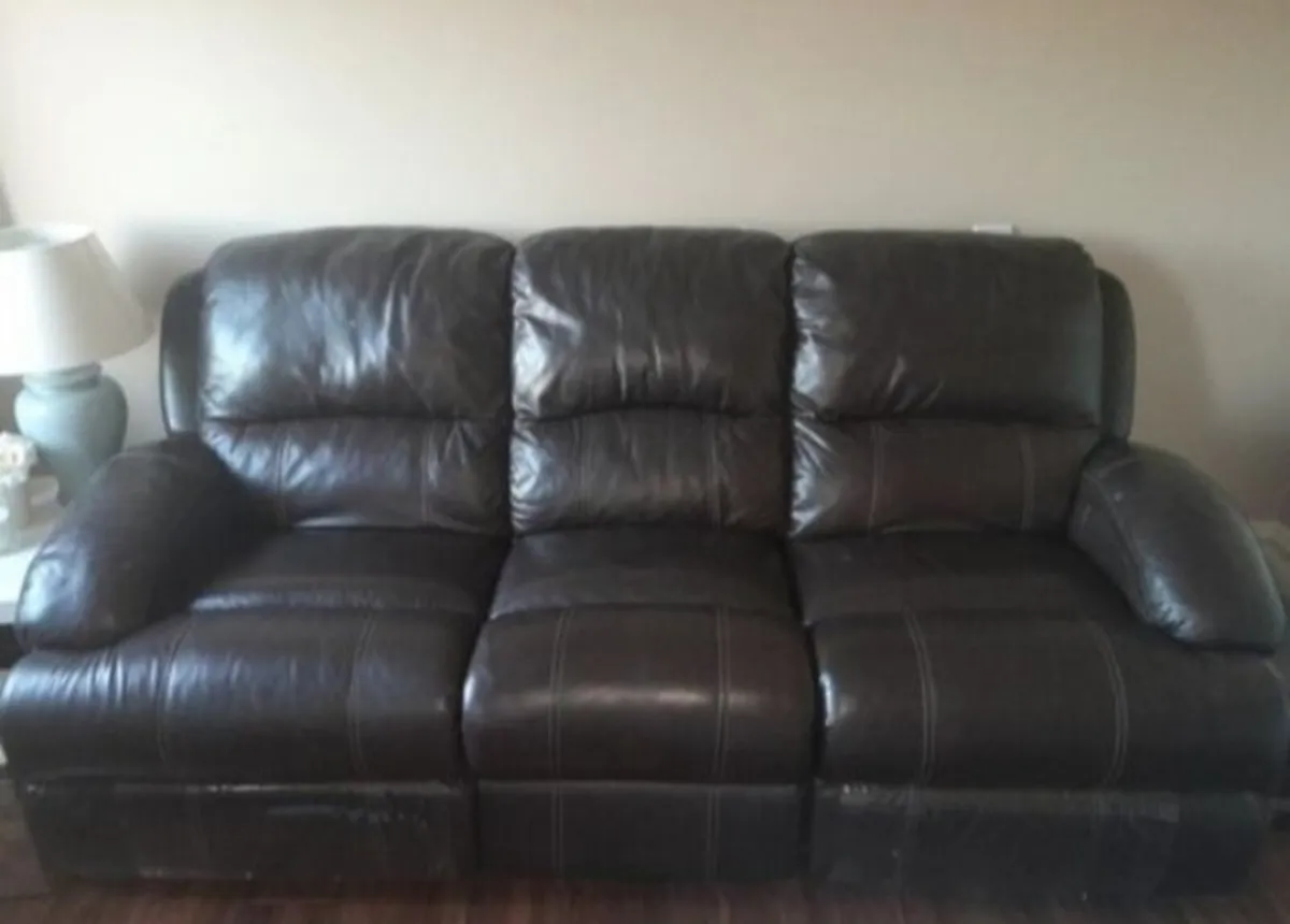 3 piece brown leather recliner couches - Image 1