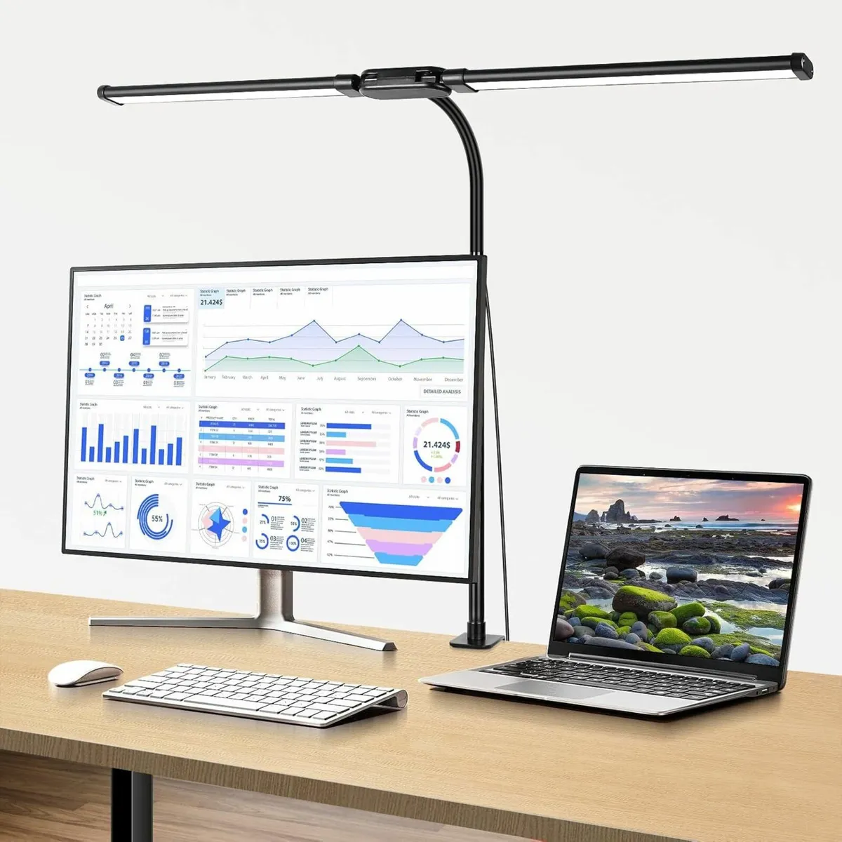 LED officeDesk lamp with Clamp Wide Bright 5 Color - Image 1