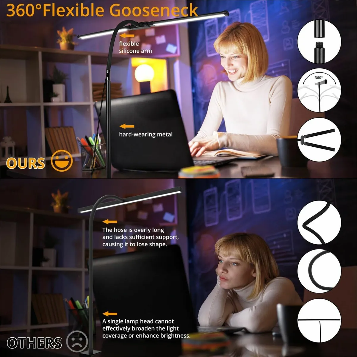 LED officeDesk lamp with Clamp Wide Bright 5 Color - Image 3