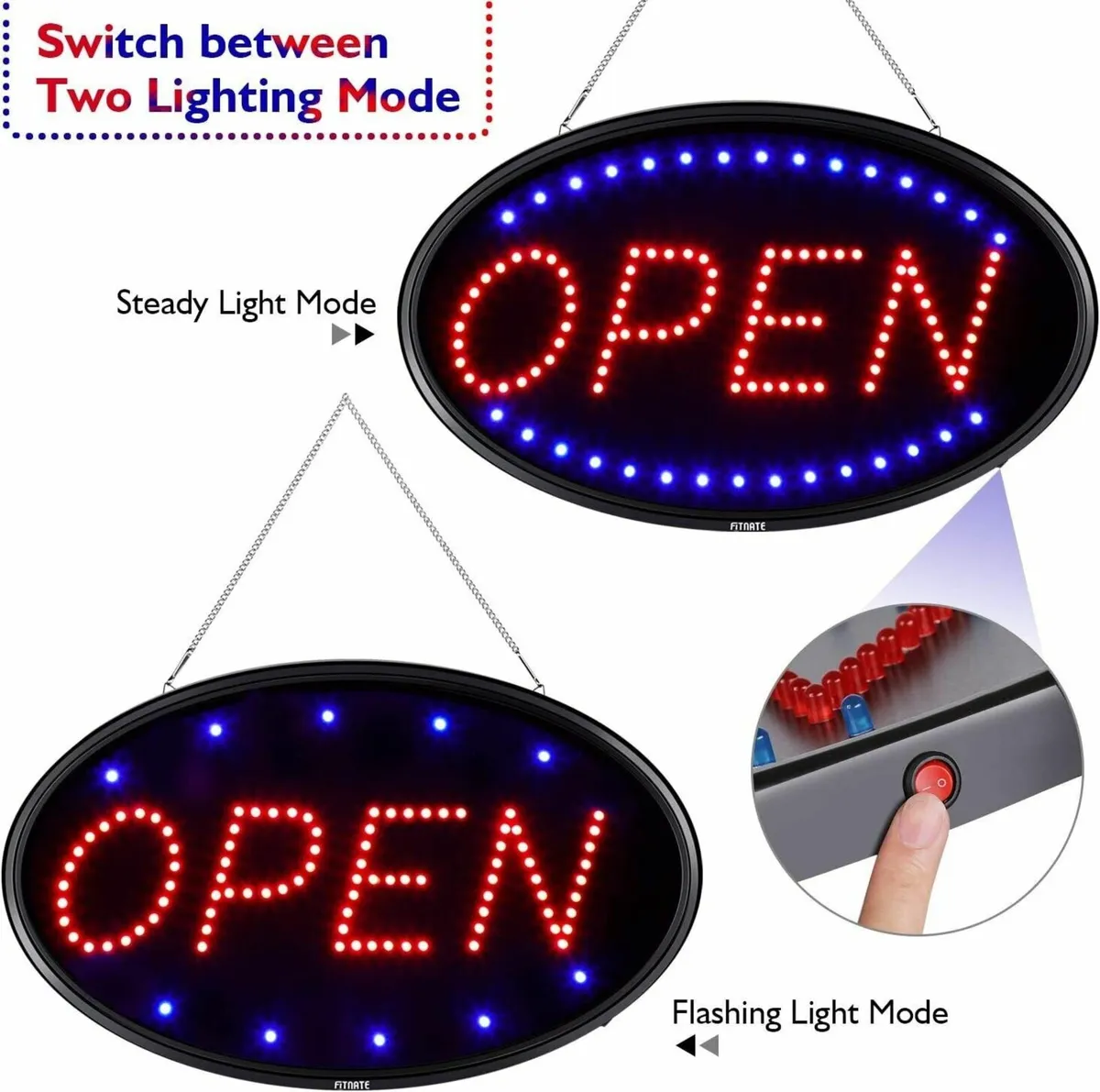 Open Sign, 2 Modes Flashing and Steady Light, Open - Image 4