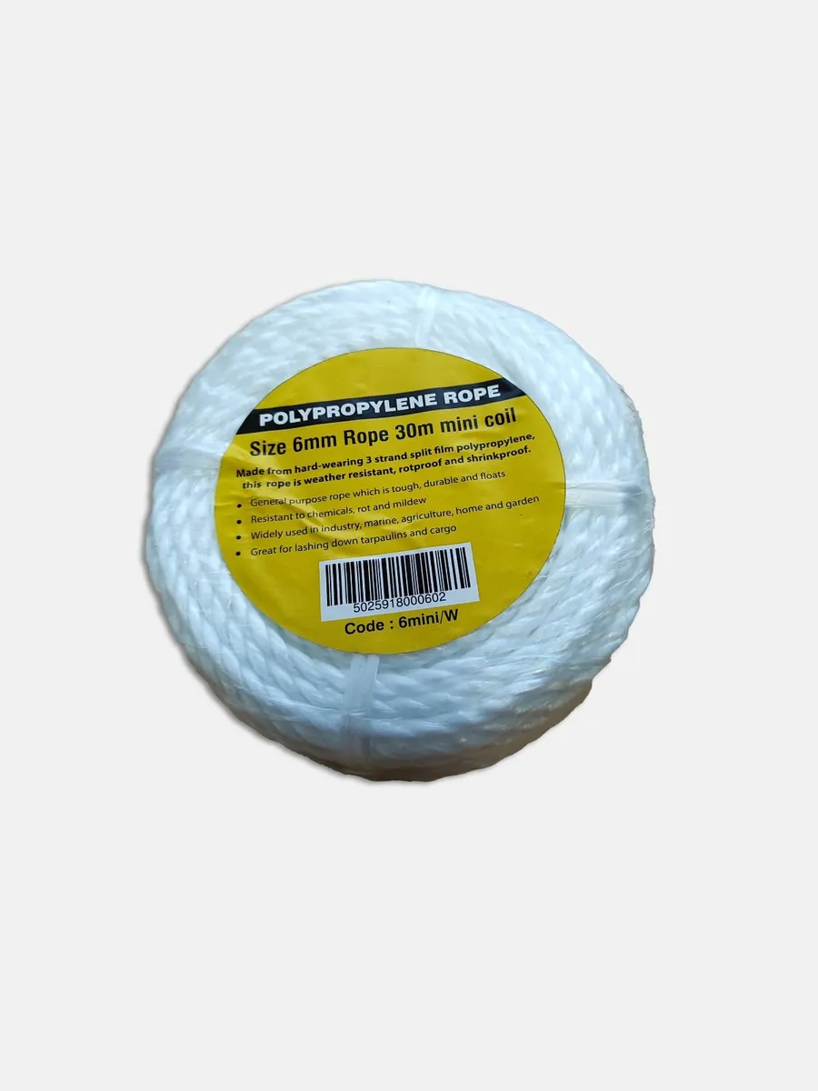 General purpose poly rope 6mm/30m - White - Image 1