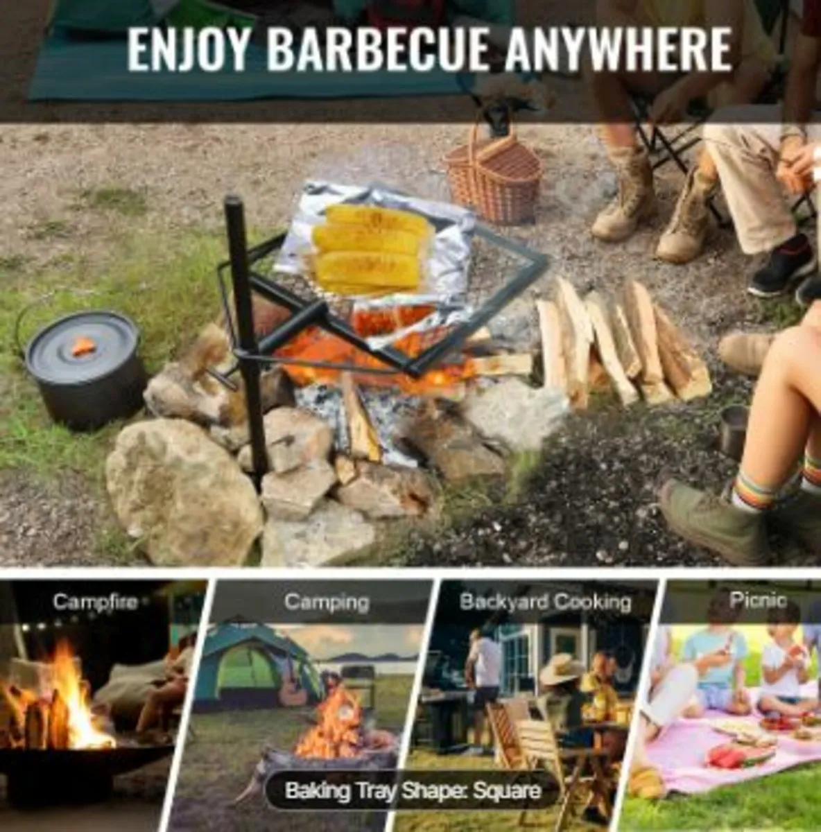 Swivel Campfire Grill Heavy Duty Steel - Image 2