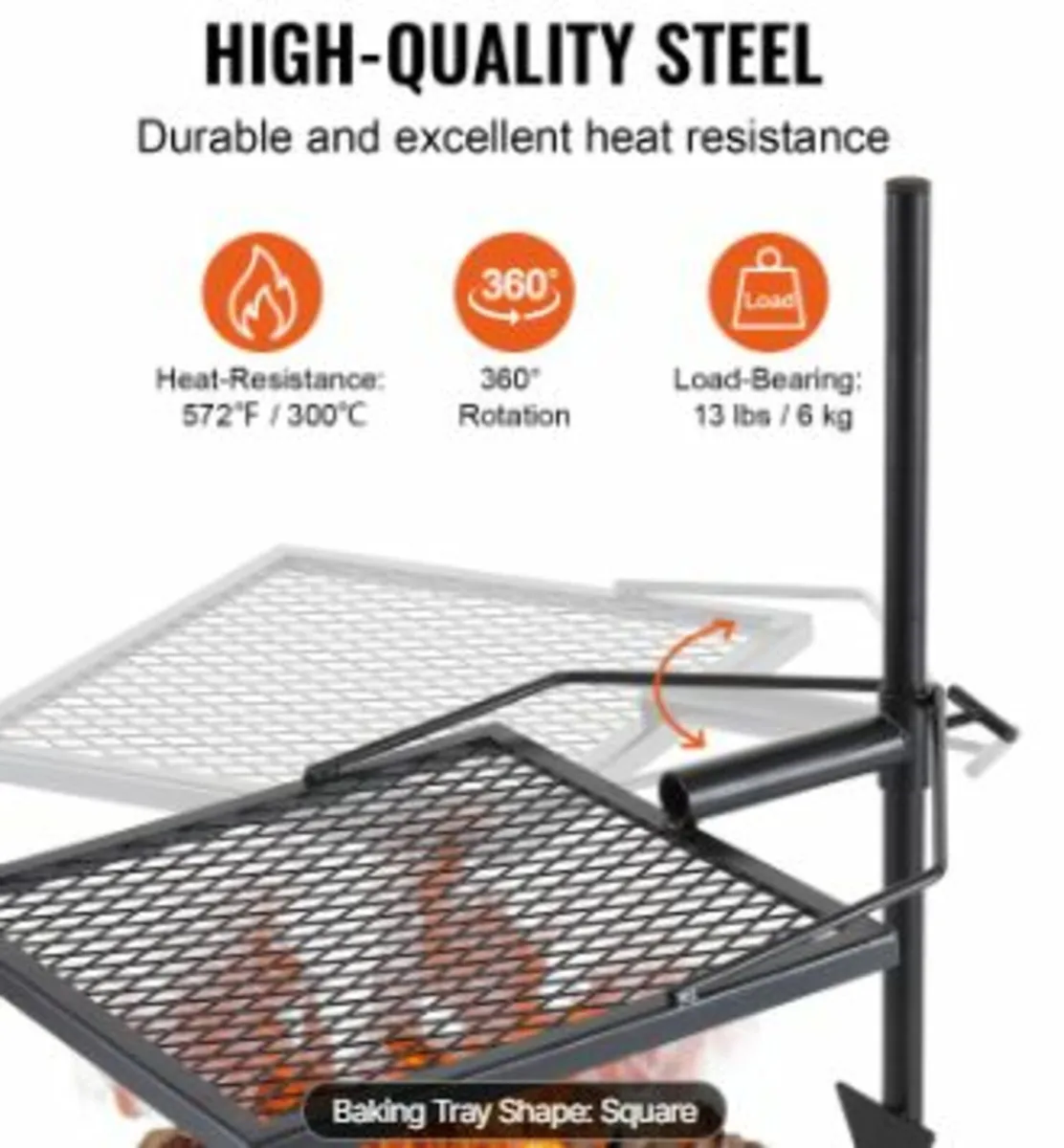 Swivel Campfire Grill Heavy Duty Steel - Image 4