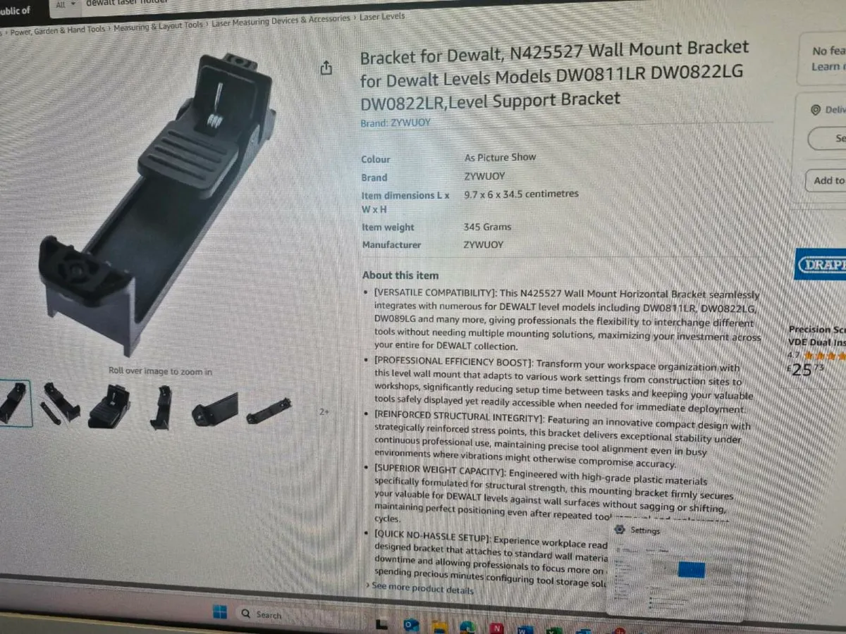 Dewalt N425527 Wall Mount Horizontal Bracket laser - Image 4