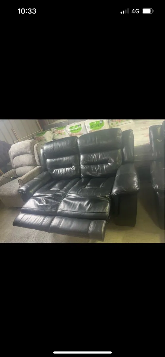 2 Seater full recliner black leather - Image 1