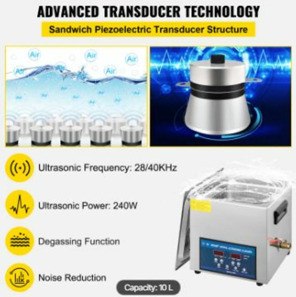 10L Ultrasonic Cleaner Dual Frequency Ultrasonic - Image 4