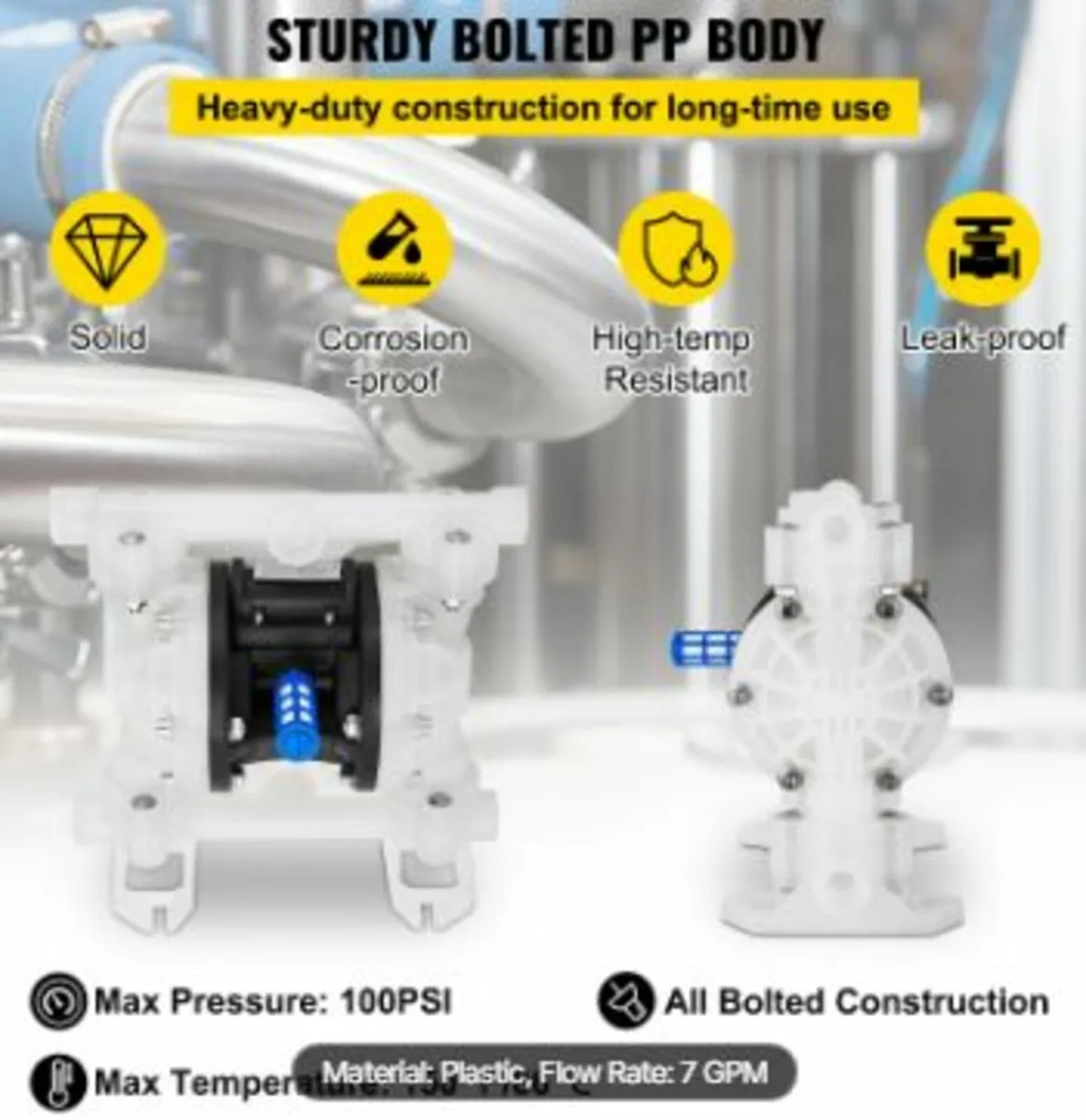Air Double Diaphragm Pump 7GPM 100PSI - Image 3