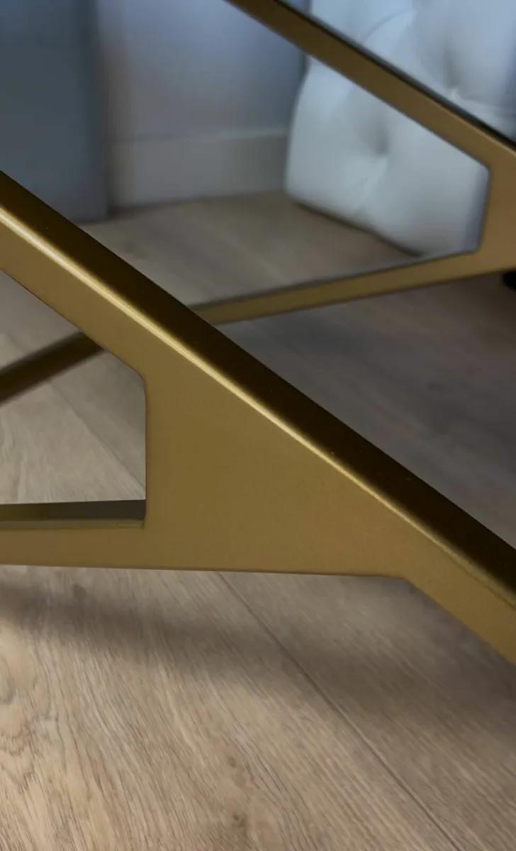 Metal-Framed Bench 100x40cm Gold Frame Eco Leather - Image 2