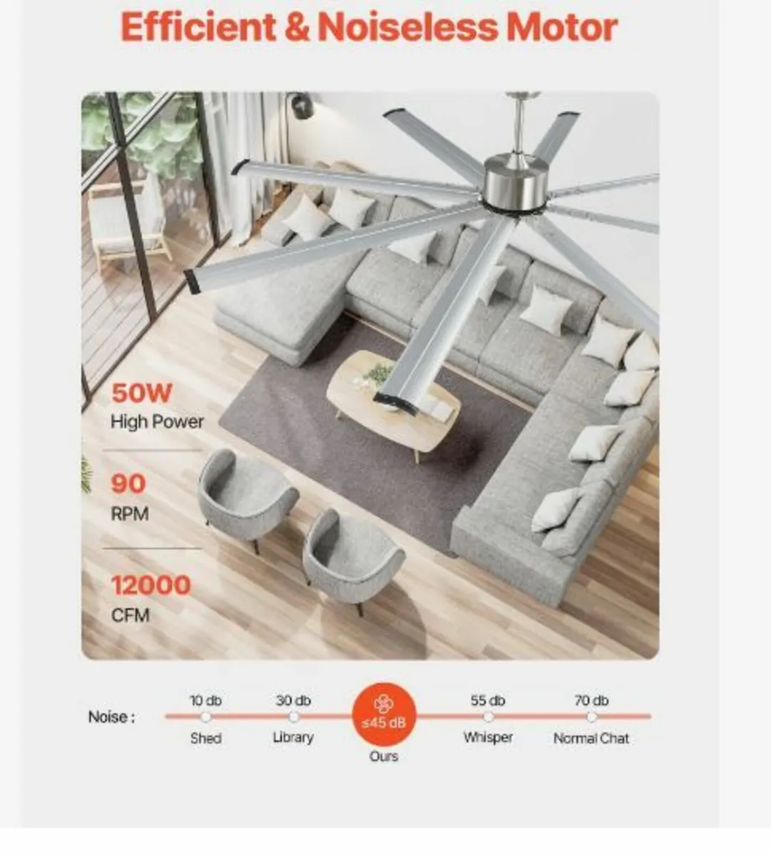 213 cm Aluminum Ceiling Fan Without Light Remote - Image 3
