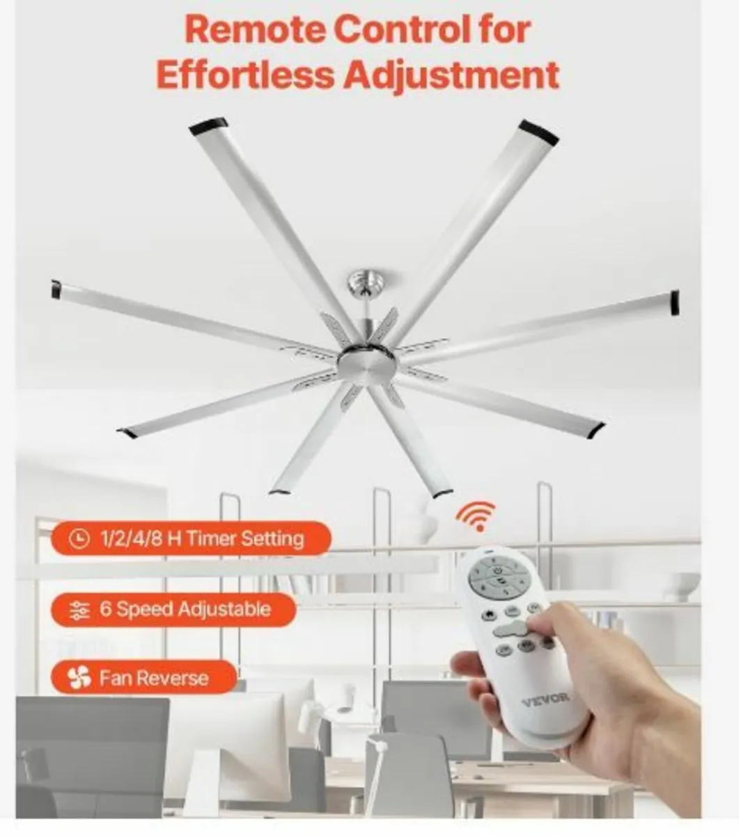 213 cm Aluminum Ceiling Fan Without Light Remote - Image 4