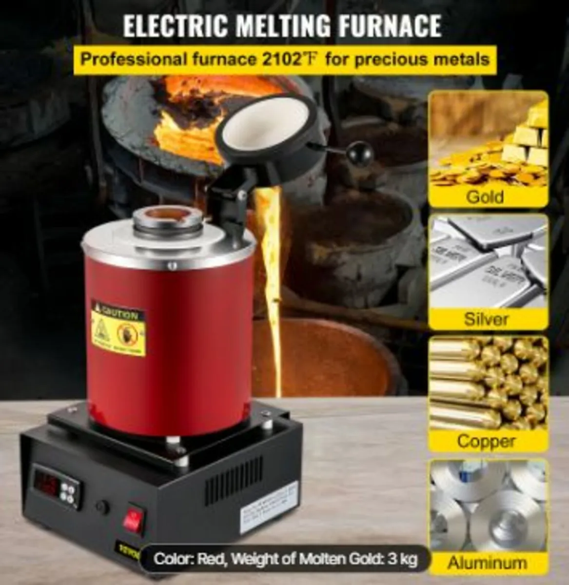 Electric Melting Furnace, 3KG Digital - Image 2