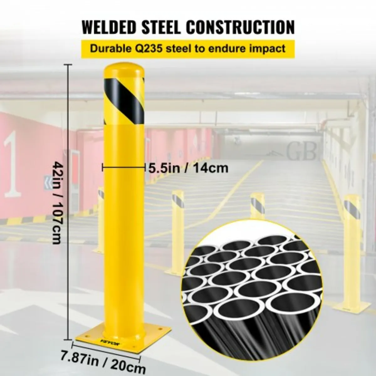 Safety Bollard, 42 Inch Height Bollard Post, 5.5 I - Image 2