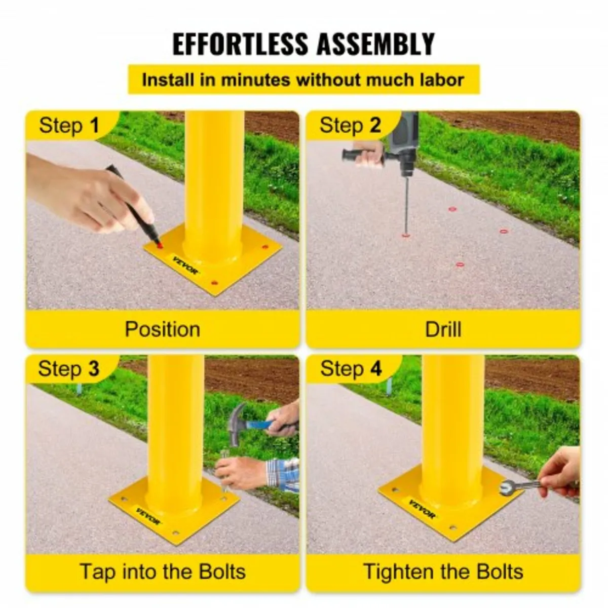 Safety Bollard, 42 Inch Height Bollard Post, 5.5 I - Image 4