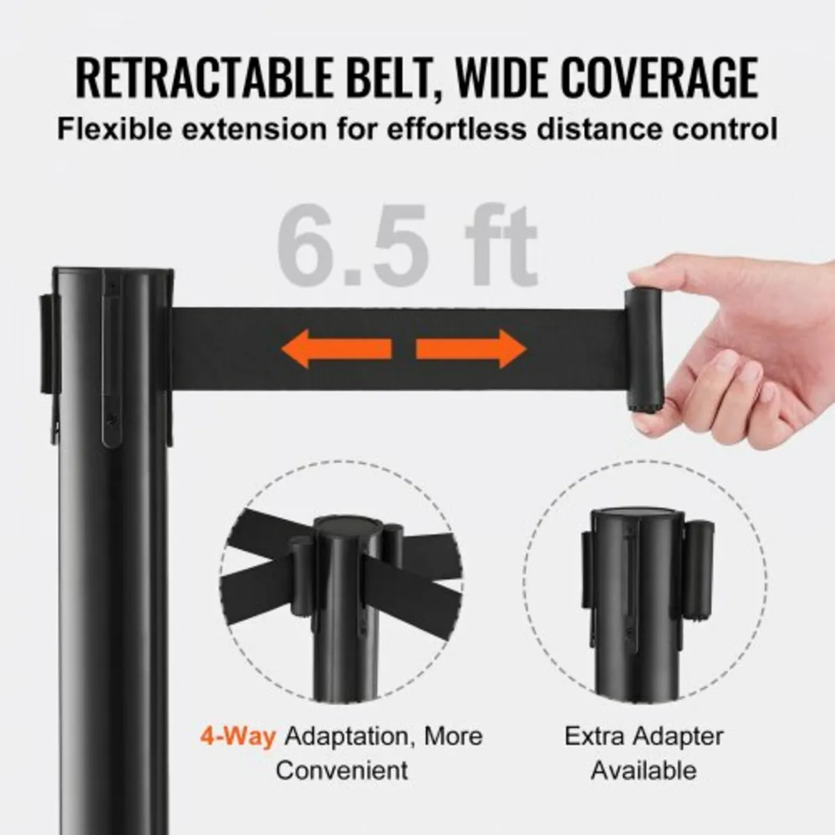 6-Pack Crowd Control Barriers with 3PCS 6.5FT Blac - Image 2