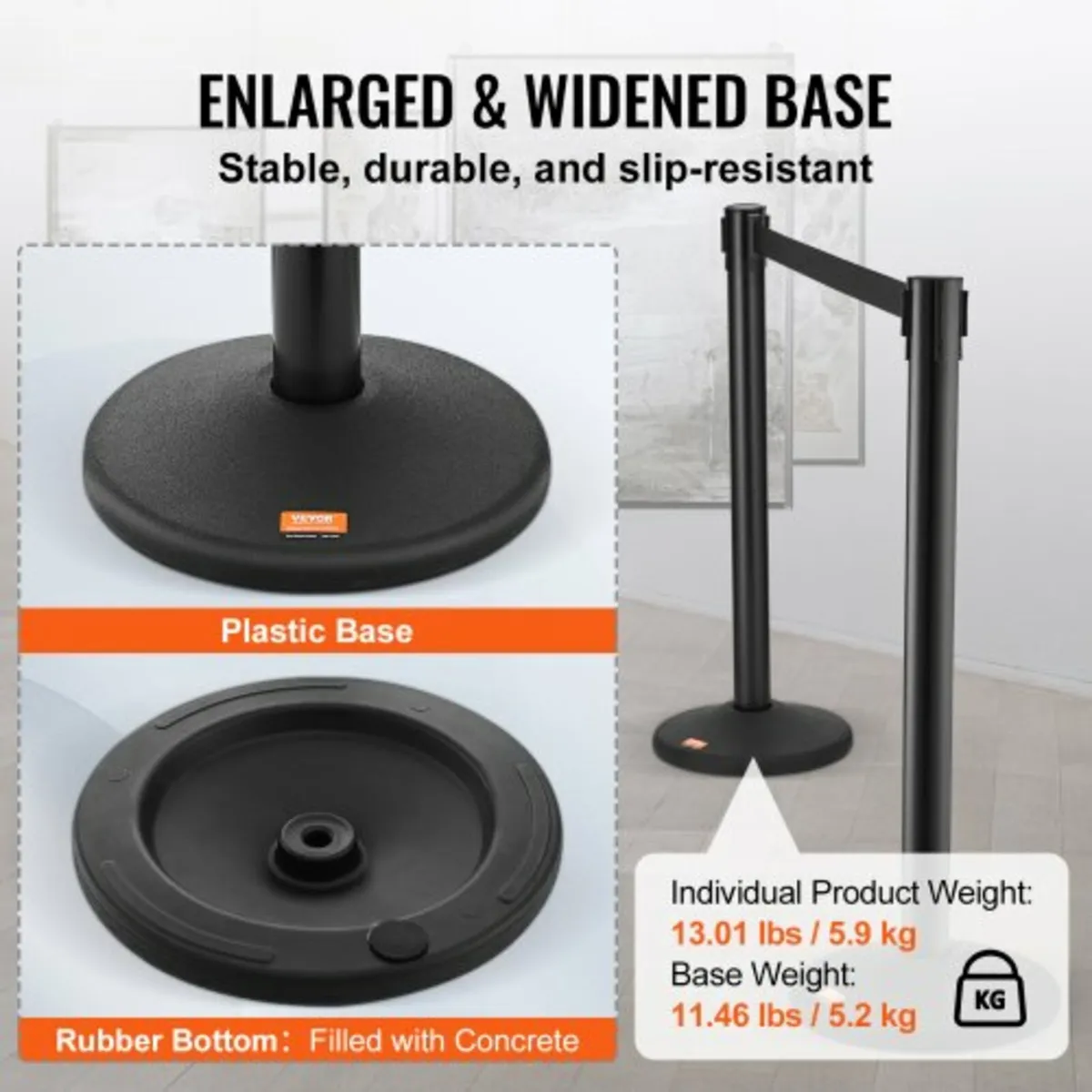 6-Pack Crowd Control Barriers with 3PCS 6.5FT Blac - Image 3