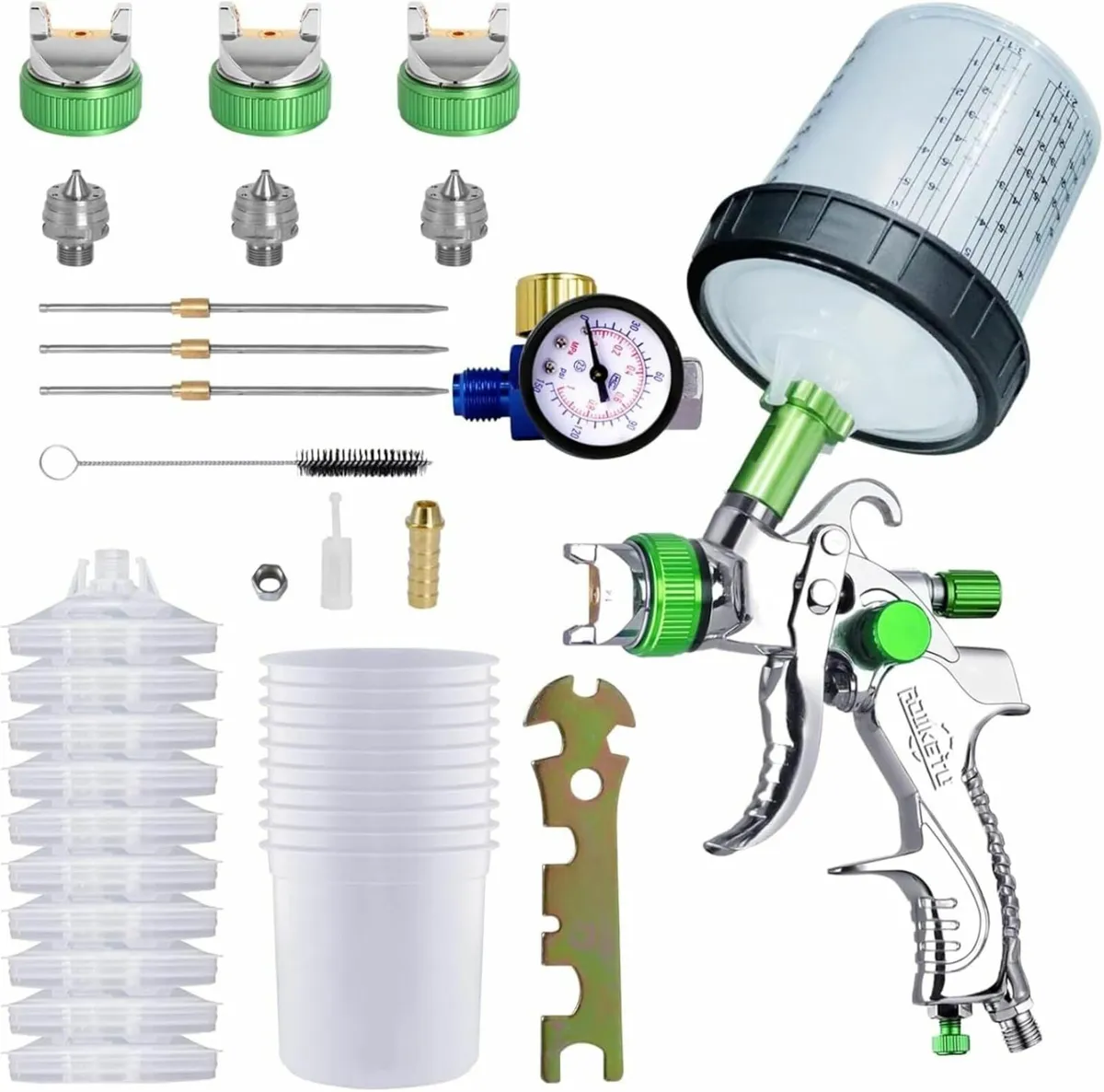 HVLP Spray Gun, Paint Sprayer with 10pcs 600ML Dis