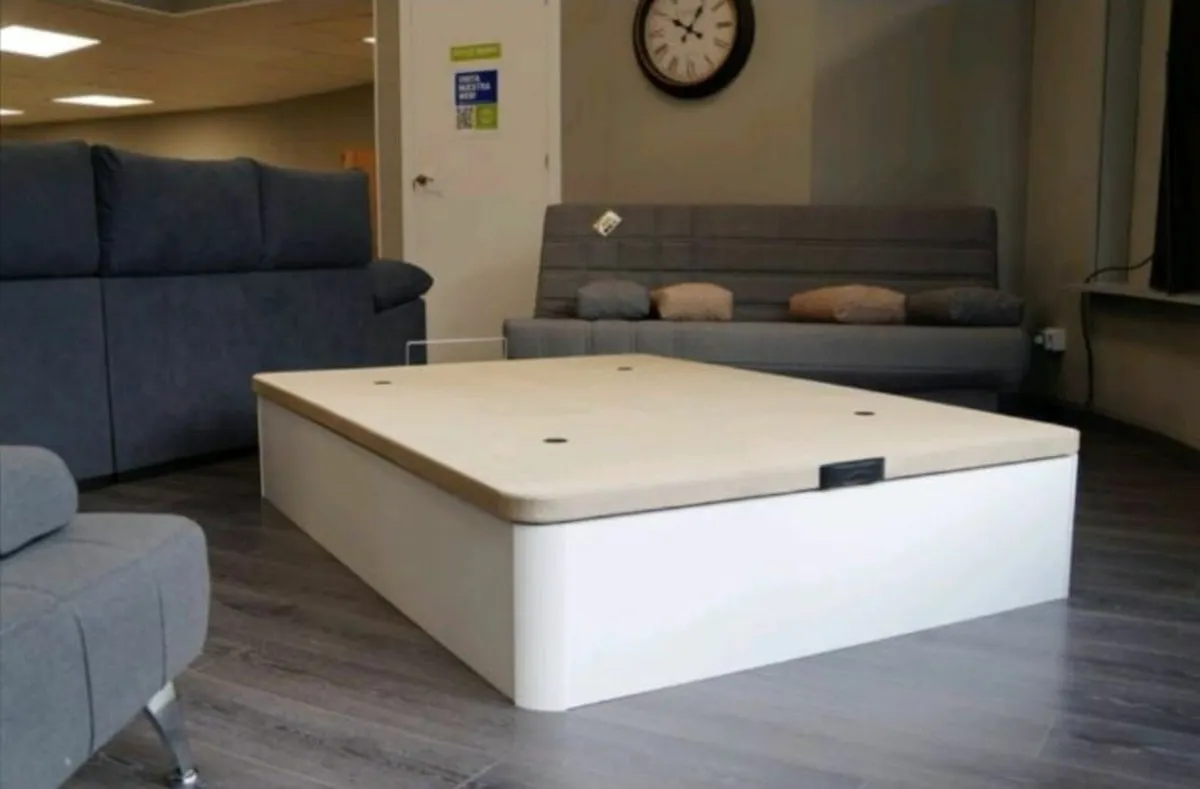 White Ottoman Storage Bed - King - Image 1