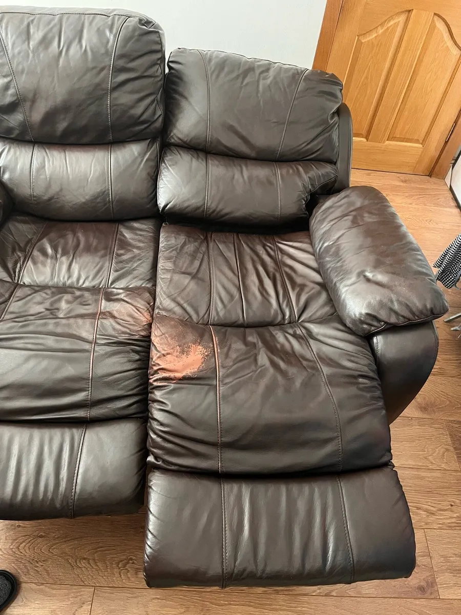 Leather 2-seater reclining sofa - Image 3