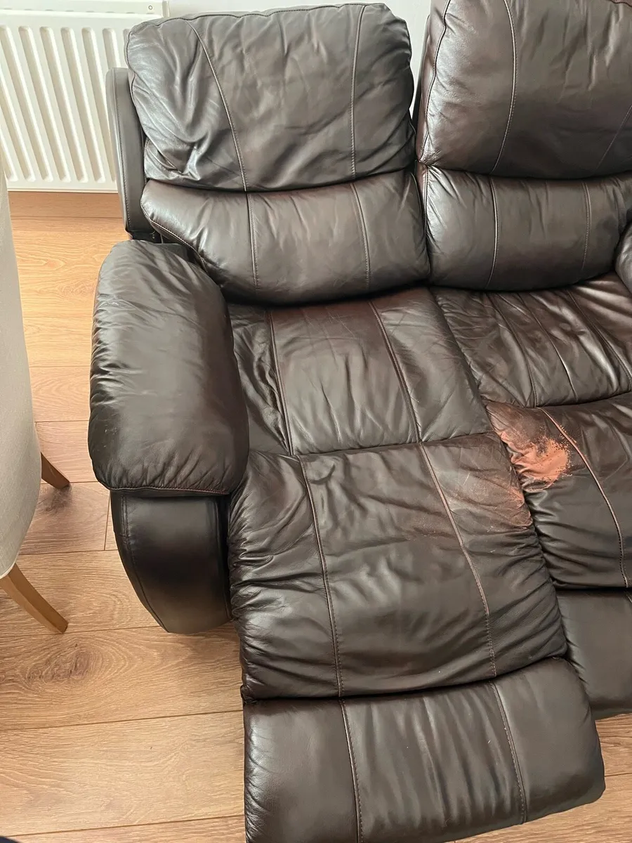 Leather 2-seater reclining sofa - Image 4