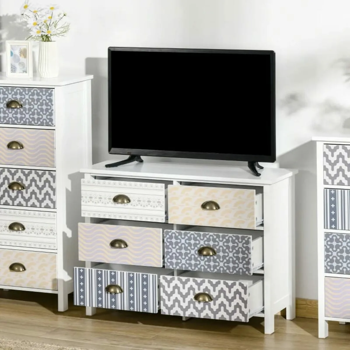Wide Storage Cabinet Unit, Chest of Drawers, 6-Dra - Image 2