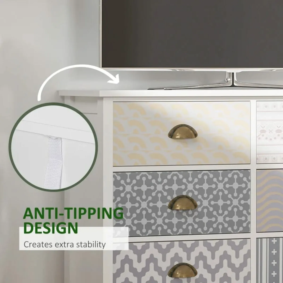 Wide Storage Cabinet Unit, Chest of Drawers, 6-Dra - Image 4