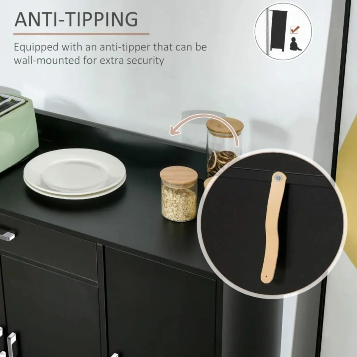 Sideboard with Storage Cabinet, Floor Cupboard wit - Image 4