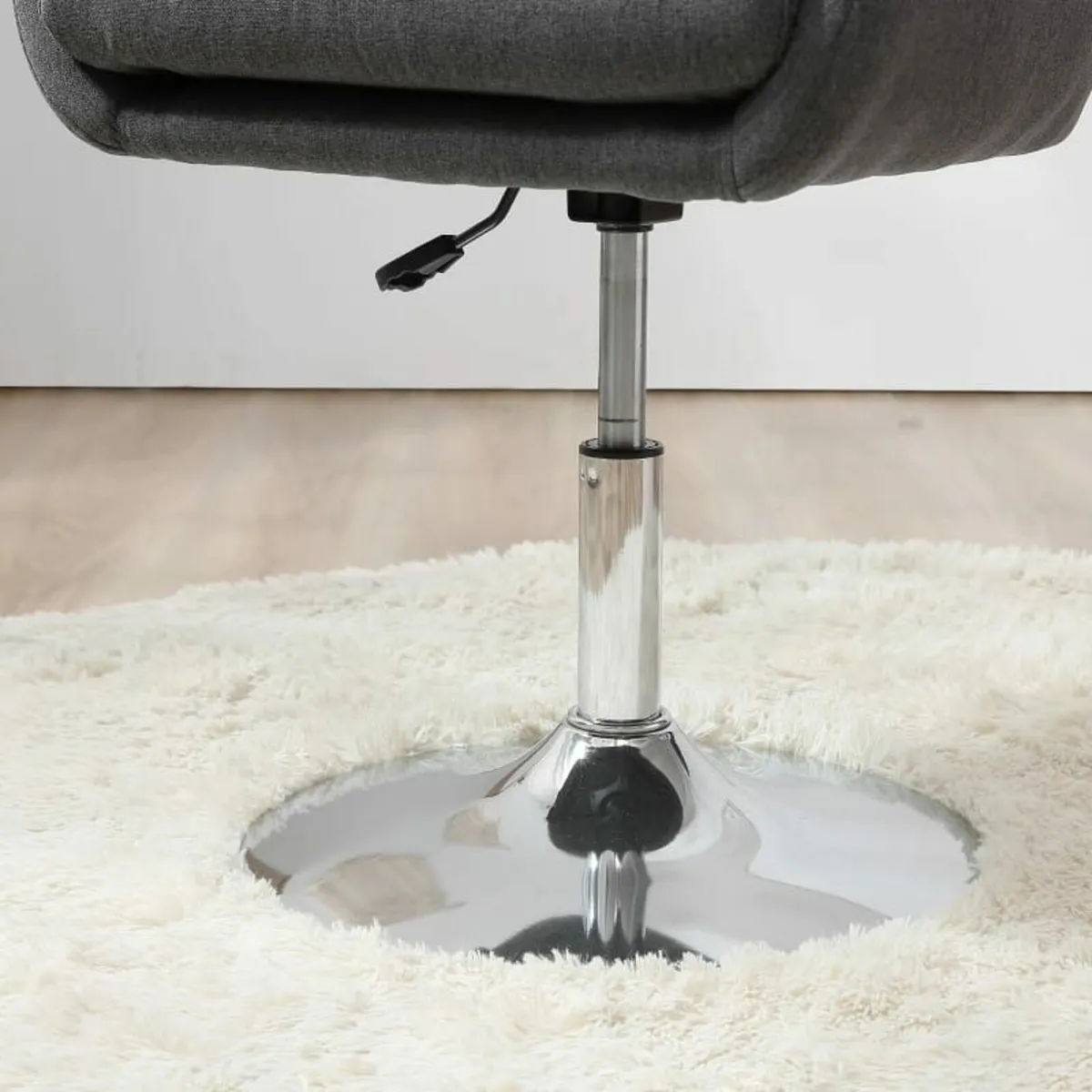 Grey Swivel Chair, w/Metal BaseModern Swivel Linen - Image 4