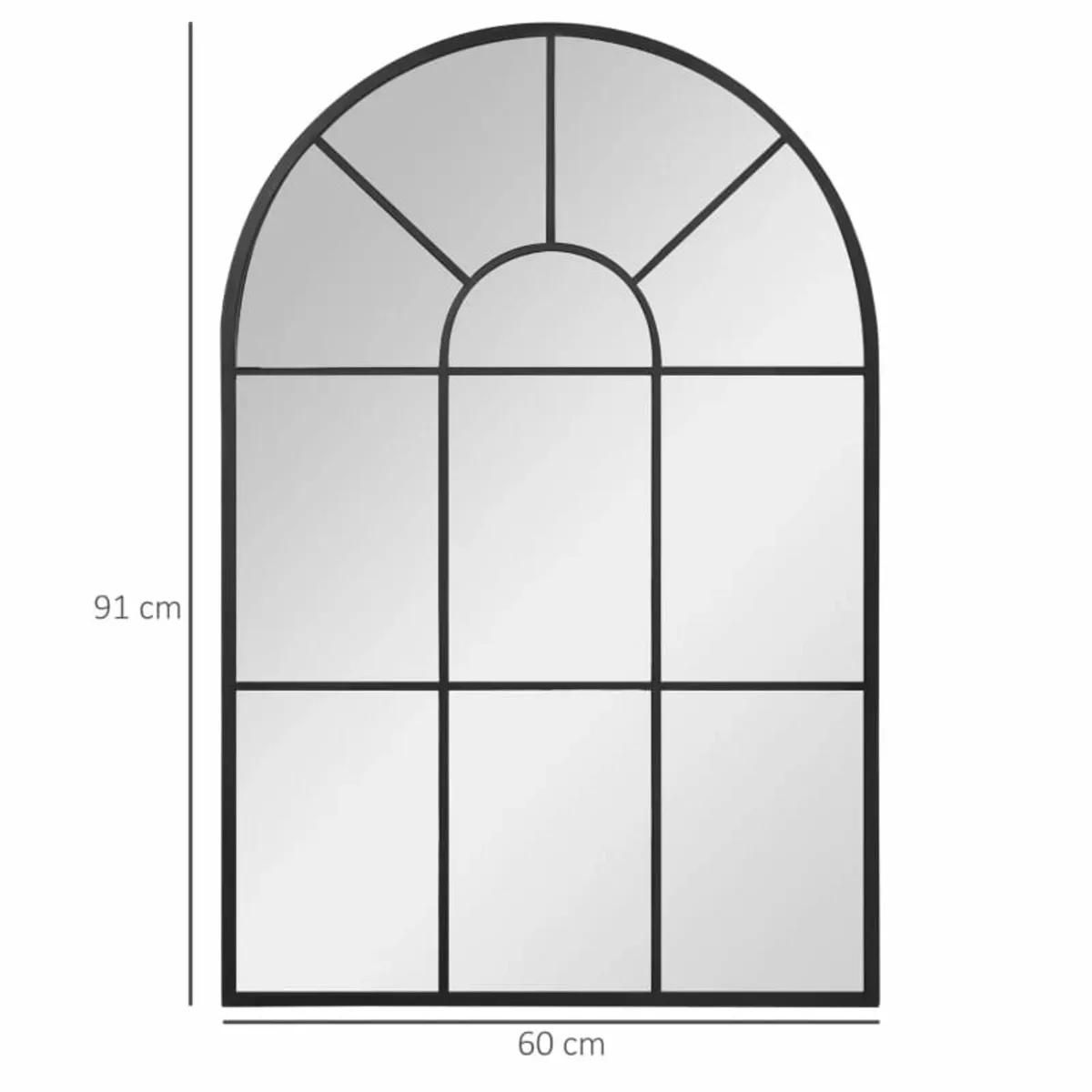 Arched Wall Mirror, 91 x 60 cm Window Mirrors for - Image 3