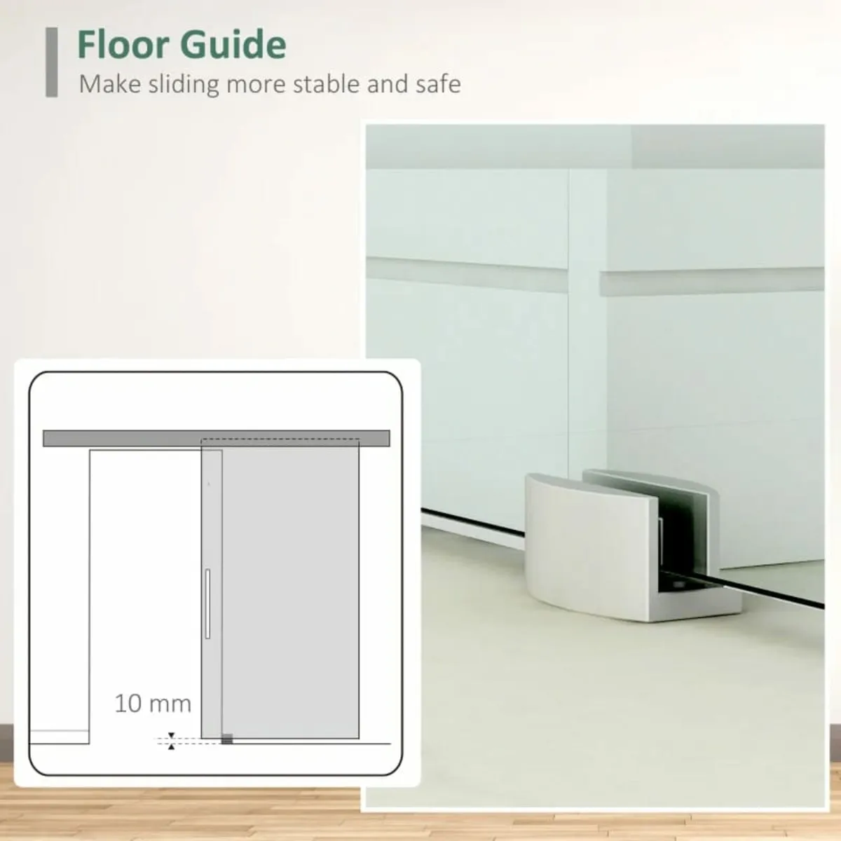 77.5cm Modern Sliding Door Set Kit w/ Frosted Glas - Image 4