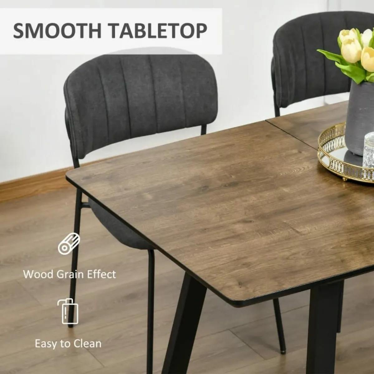 Extendable Dining Table Rectangular Wood Effect Ta - Image 2