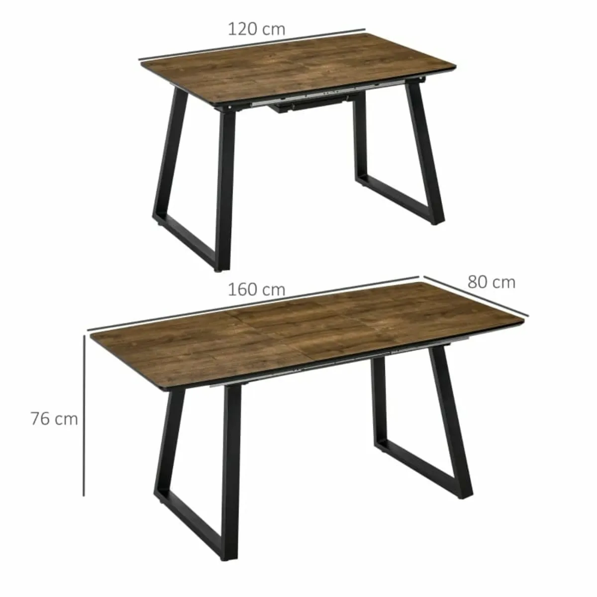 Extendable Dining Table Rectangular Wood Effect Ta - Image 4