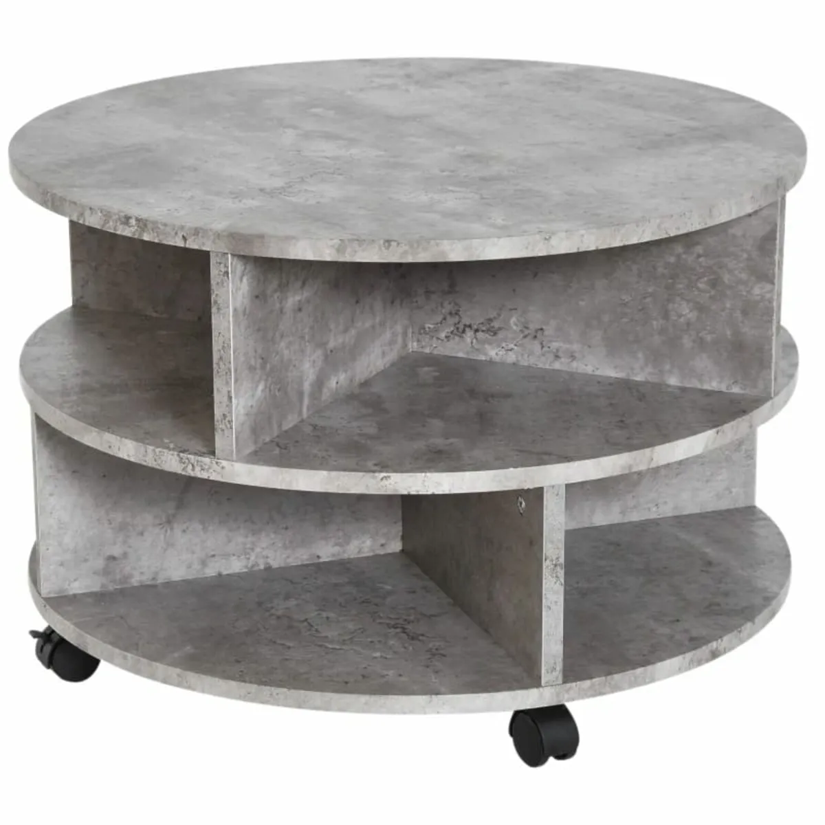 Coffee Table with Wheels, Round, with Storage, 2 T - Image 3