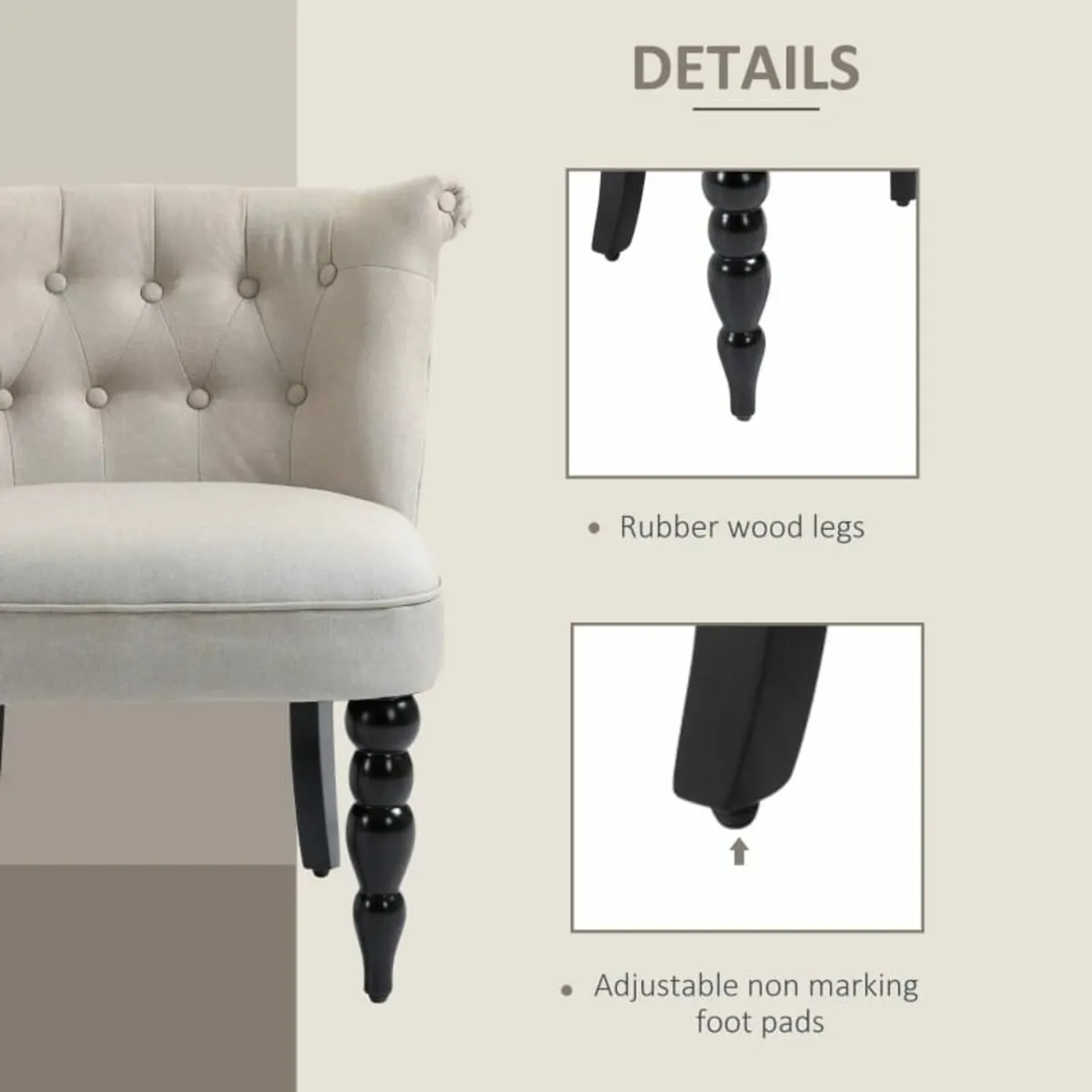 Vintage Leisure Accent Chair with Button Tufted St - Image 2
