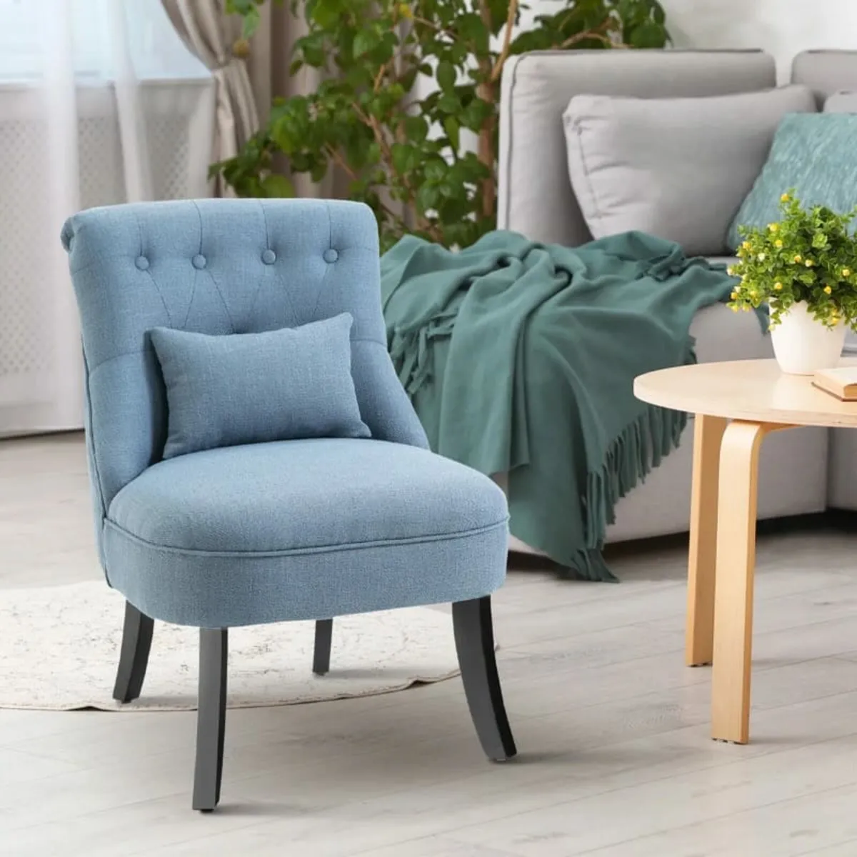 Single Sofa Home Living Room Fabric Solid Wood Leg - Image 2