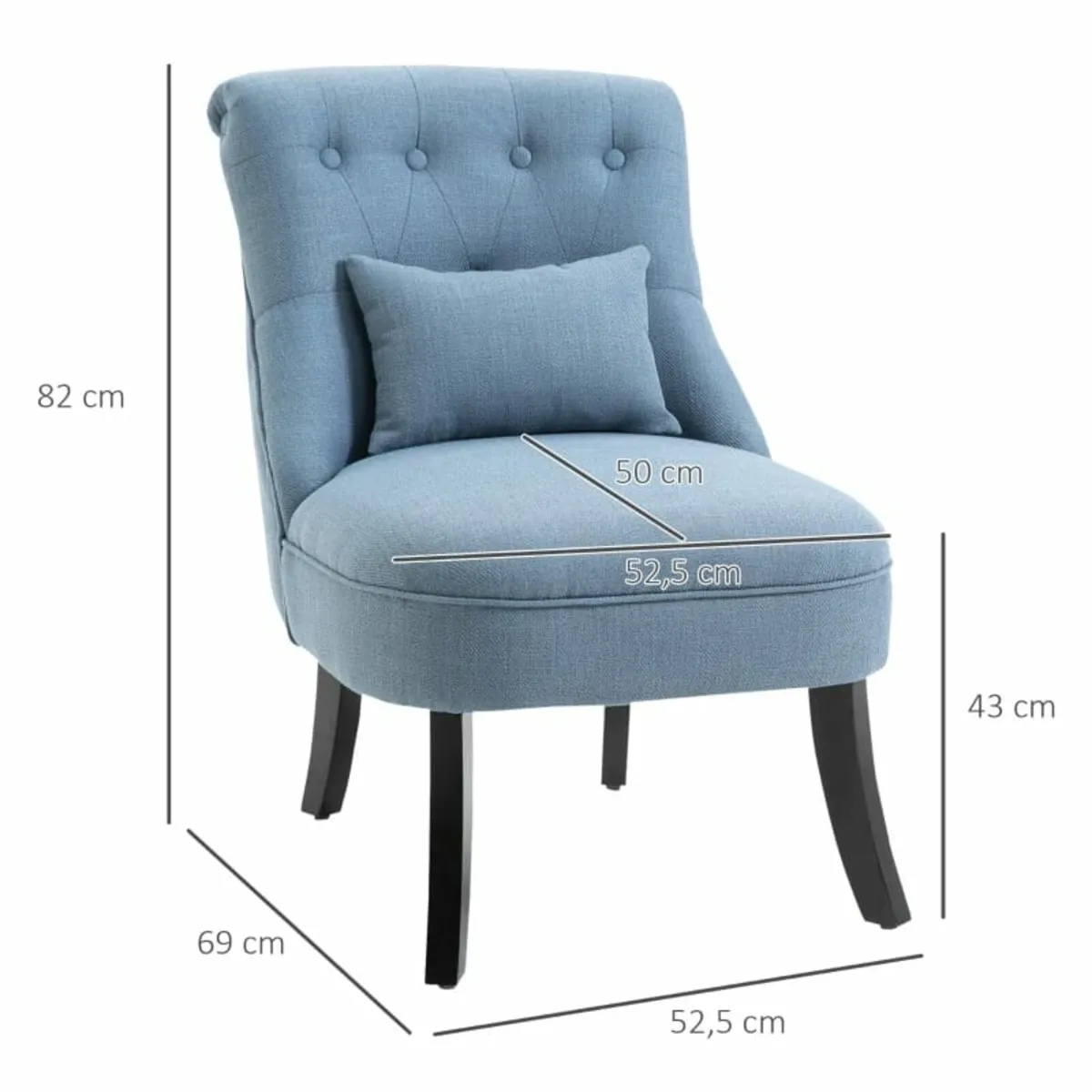 Single Sofa Home Living Room Fabric Solid Wood Leg - Image 3