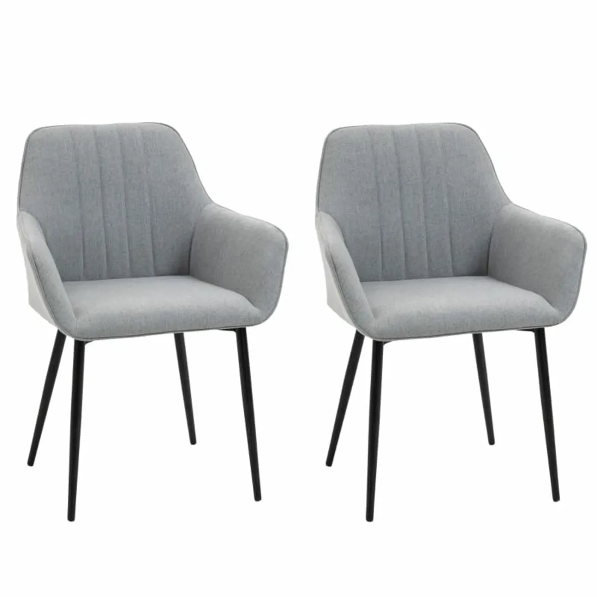 Mid-Century Dining Chairs Upholstered Linen Fabric - Image 1