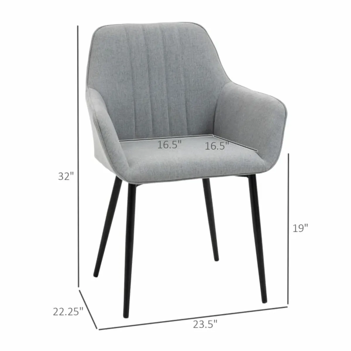 Mid-Century Dining Chairs Upholstered Linen Fabric - Image 2
