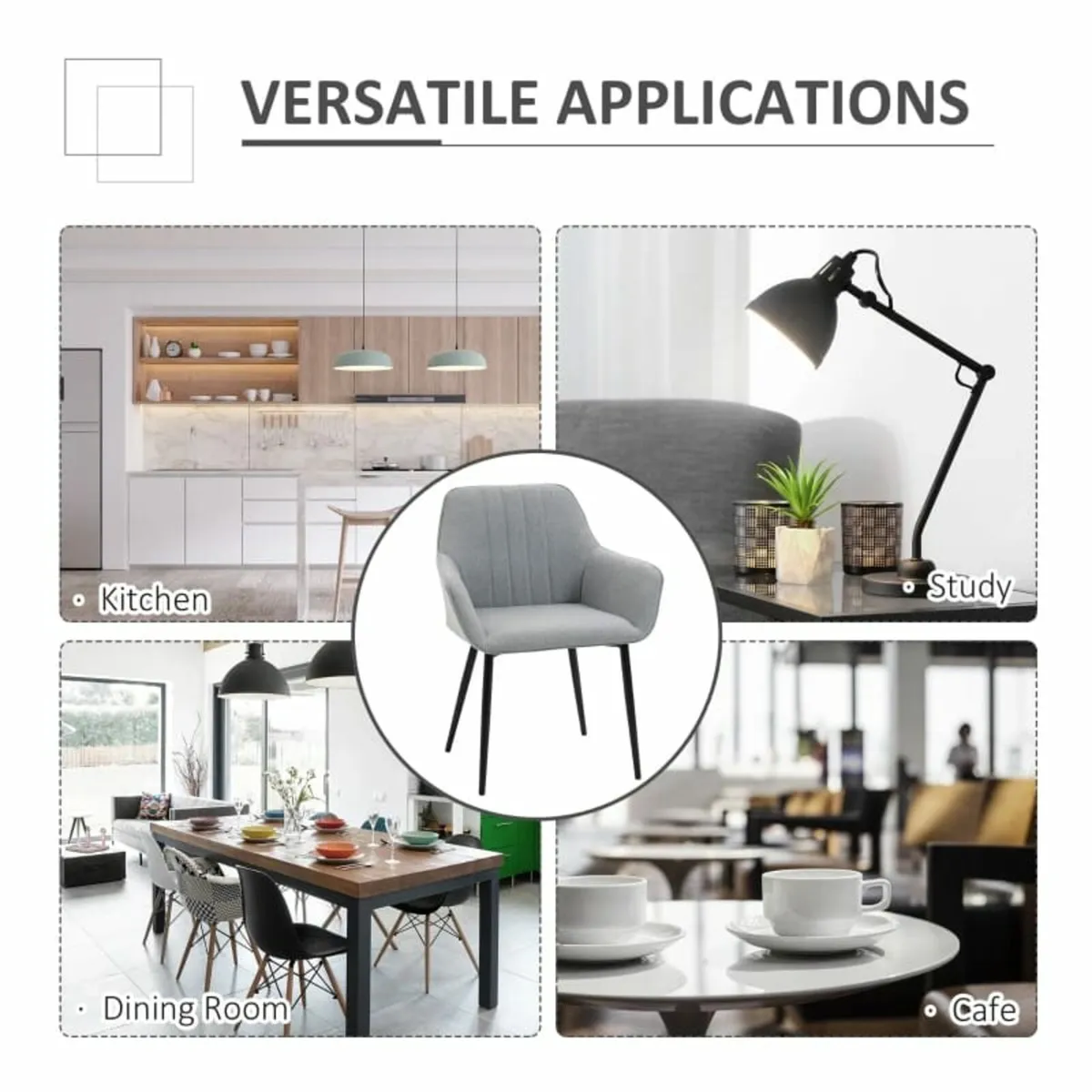 Mid-Century Dining Chairs Upholstered Linen Fabric - Image 4