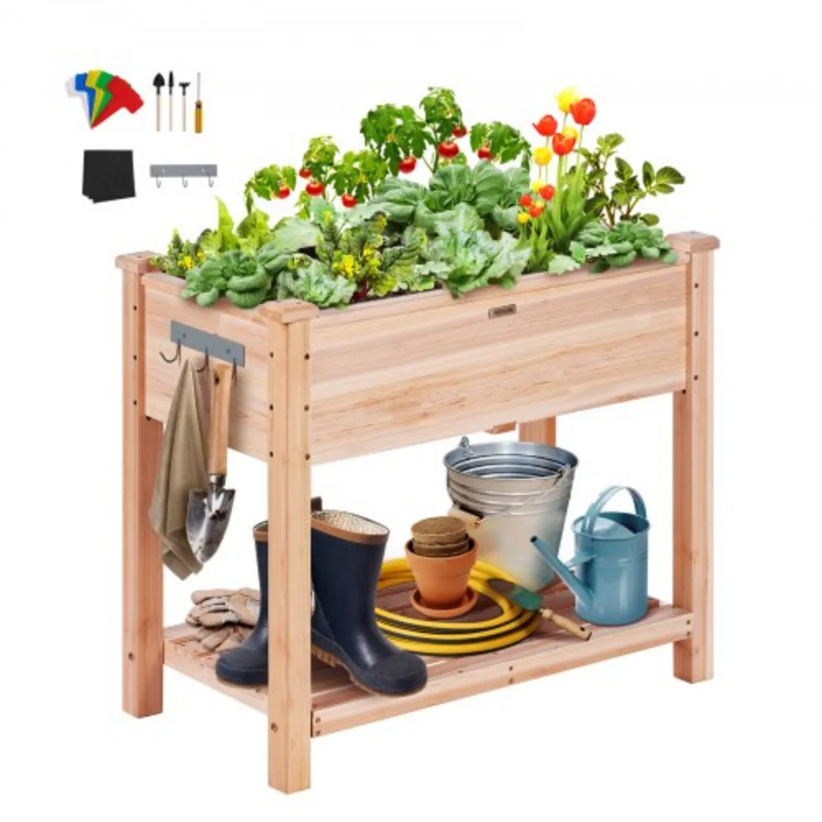 Wooden Raised Garden Bed Planter Box 33.9x18.1x30"